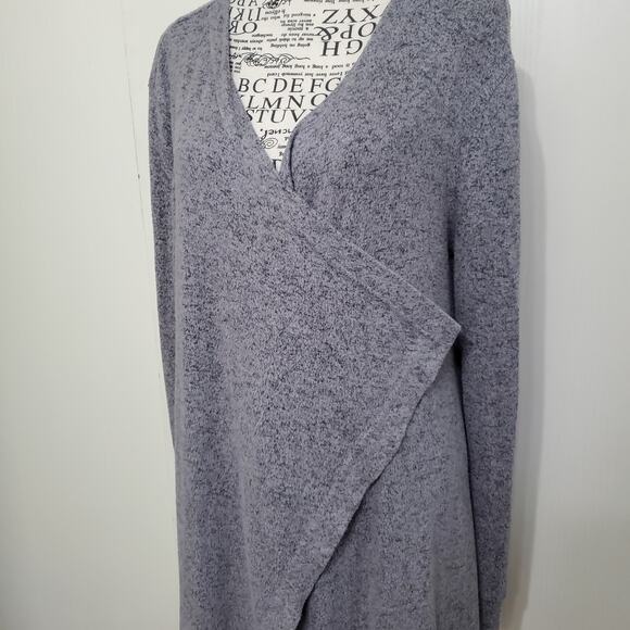 Juicy Couture Grey Open Drape Cardigan Sheer Back Panel Long Sleeve Medium - Picture 9 of 9
